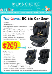 FAIRWORLD BC 616 Car Seat