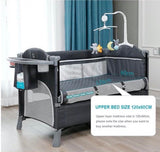 Brotish 4 in 1 Adjustable Heigh Co-Sleep Playpen Grey /Navy