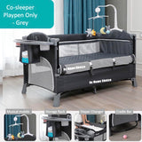 Brotish 4 in 1 Adjustable Heigh Co-Sleep Playpen Grey /Navy