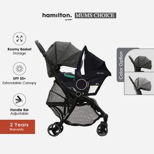 Hamilton XL Travel System (Stroller + Infant Car Seat - Grey + Adapter)