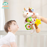 Happy monkey Cute Stroller Crib Toys with Sound and Teether