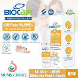 BioCair BC-65 BioActive HFMD /  Disinfectant Anti-Bacterial Pocket Spray 50ml (2 Bottle ) BABY FAST