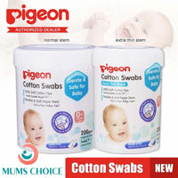 Pigeon Cotton Swabs Thin Stem, 200 Pcs / Hinged Case