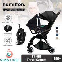 Hamilton X1 Plus Travel System (Stroller + Zeno Plus Infant Car Seat - Black)