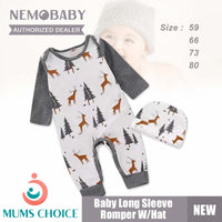 Nemobaby Baby Long Sleeve Deer Romper Set With Hat