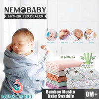 Nemobaby Muslin swaddle blanket  100% Organic Bamboo baby Swaddle  47 x 47’’ (120 x 120cm)